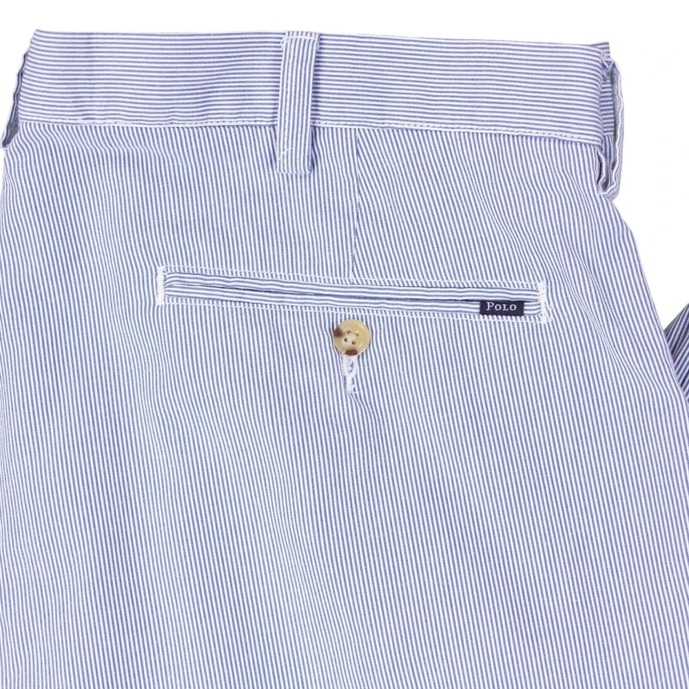 Polo Ralph Lauren Mens 36x34 Blue White Seersucker Stripe Classic Fit Pants